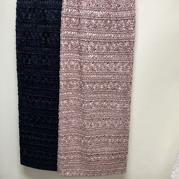 JS collections NAVY& PINK chevron ribbon embroidered back cutout long dress - Picture 6 of 11